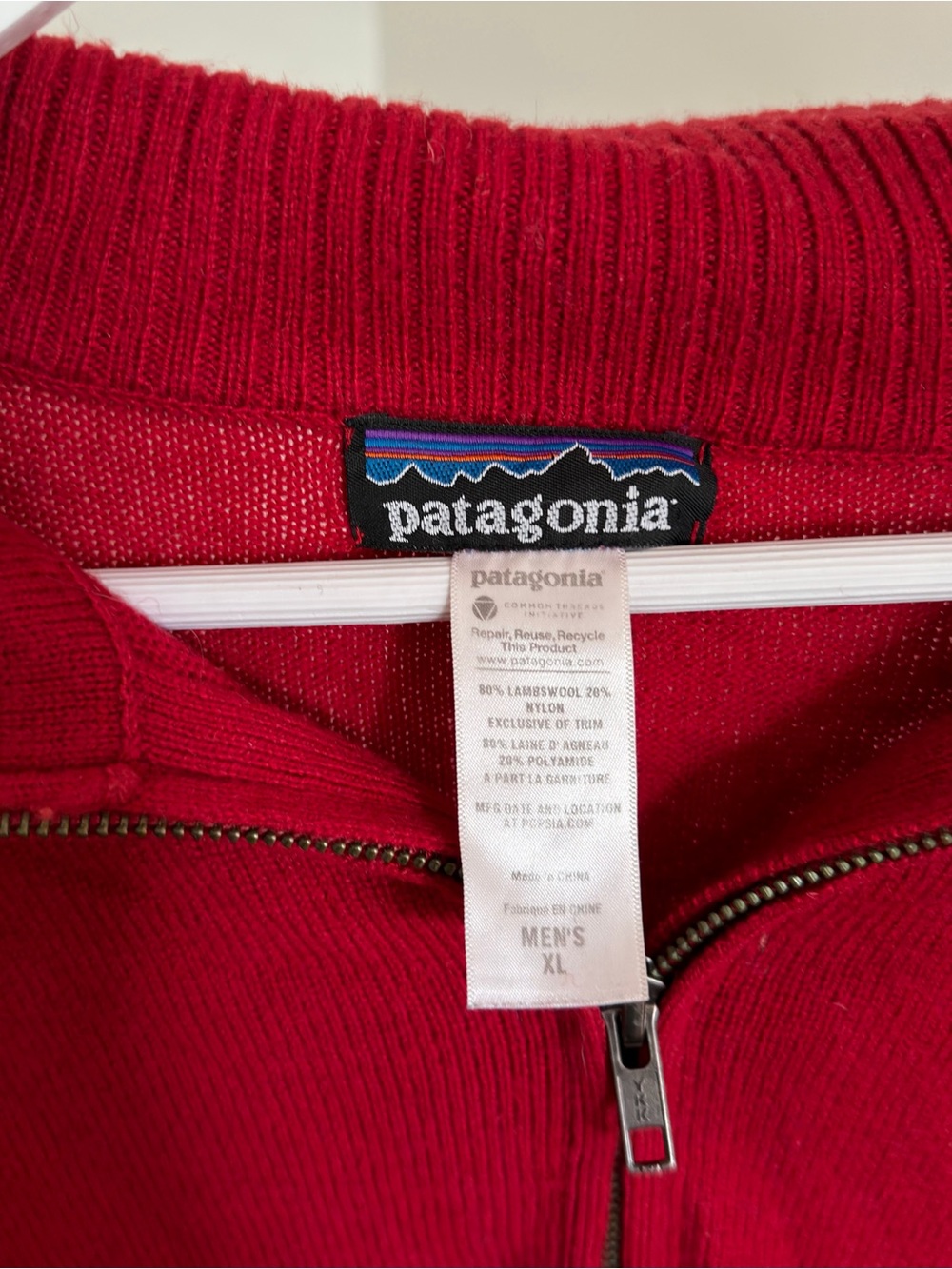 Patagonia Men's Red Half-Zip Lambs Wool Sweater - Picture 2 of 4